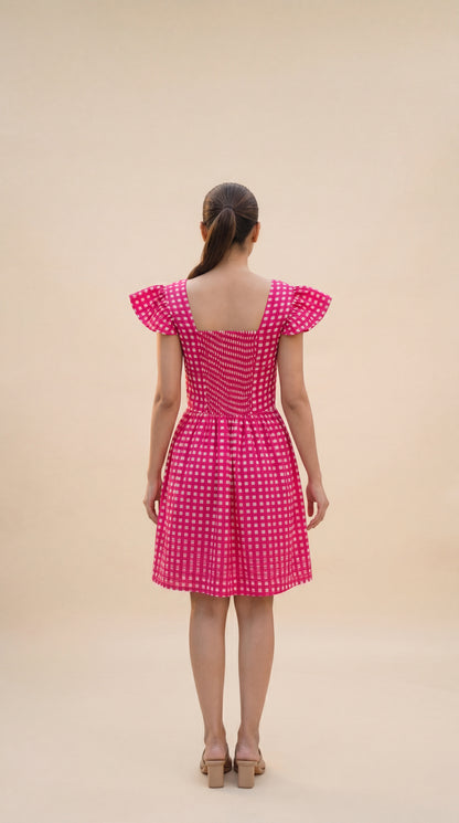 Pink Checked Mini Dress