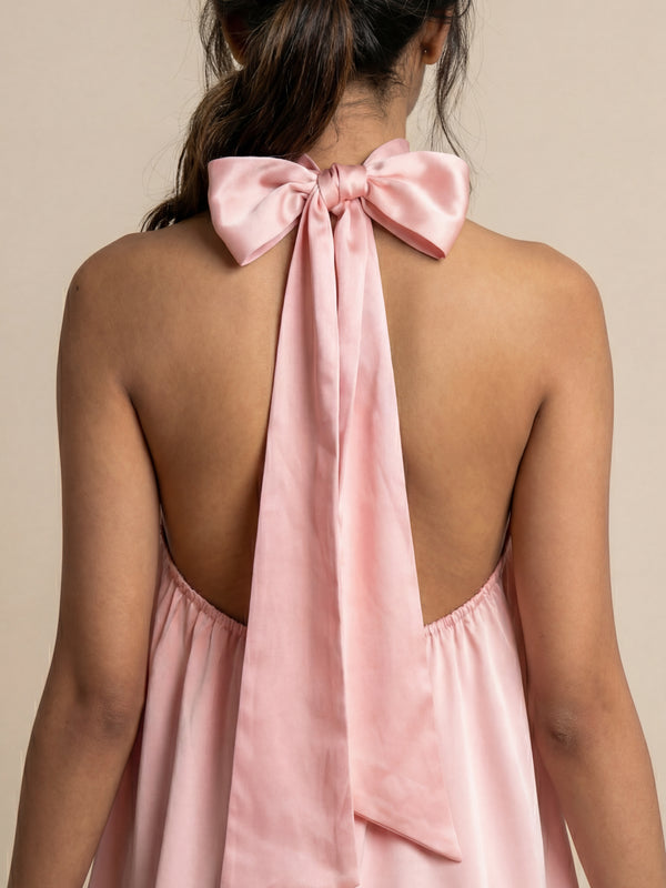 Rosy Pink Halter Neck Mini Dress