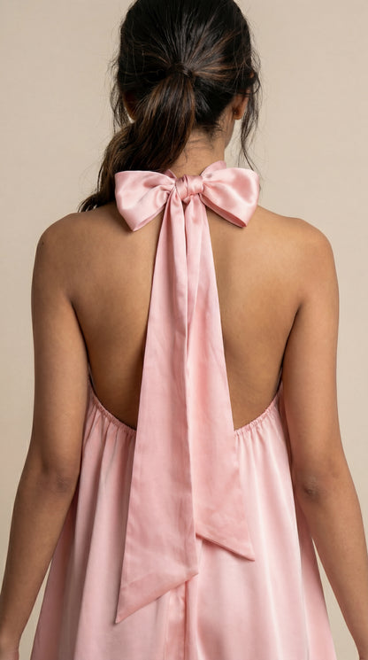 Rosy Pink Halter Neck Mini Dress