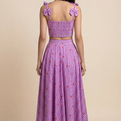 Heart Striped Printed Top & Skirt Co-ord