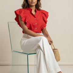 Hot Red Ruffled Shirt