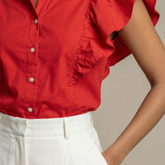 Hot Red Ruffled Shirt