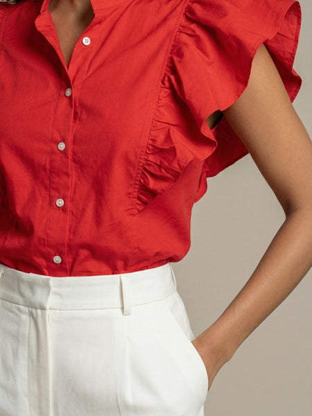 Hot Red Ruffled Shirt