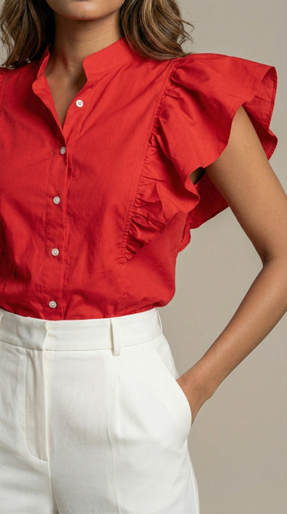 Hot Red Ruffled Shirt