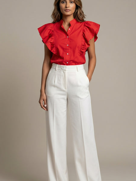 Hot Red Ruffled Shirt