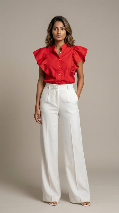 Hot Red Ruffled Shirt