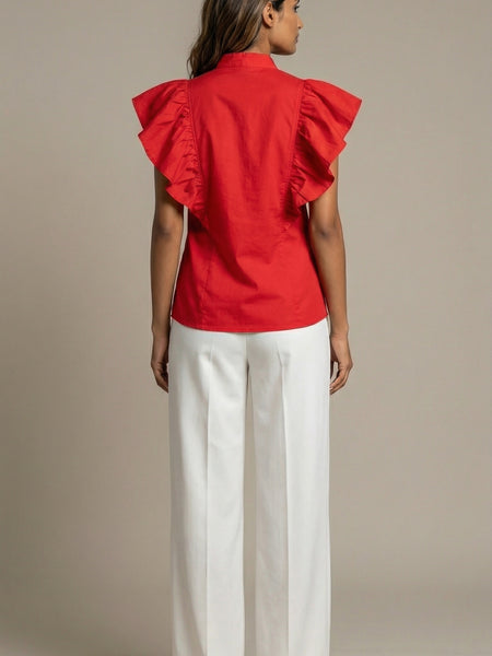 Hot Red Ruffled Shirt