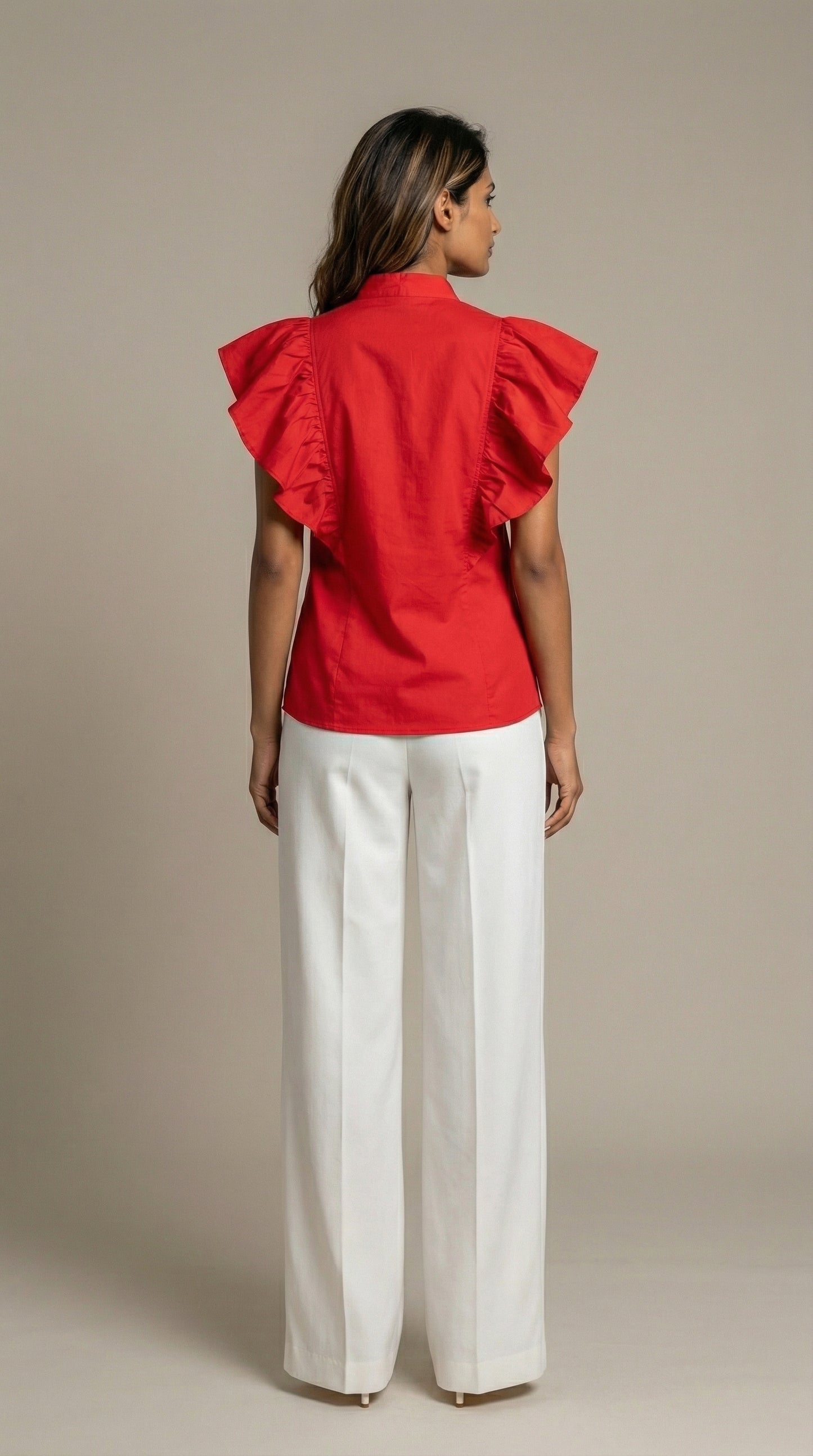 Hot Red Ruffled Shirt