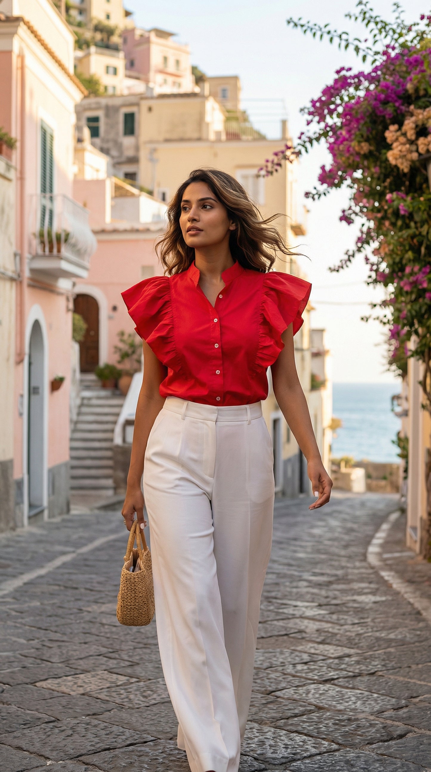 Hot Red Ruffled Shirt