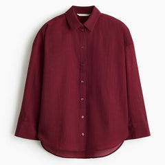 Women’s Maroon Relaxed-Fit Textured Shirt