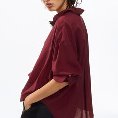 Women’s Maroon Relaxed-Fit Textured Shirt