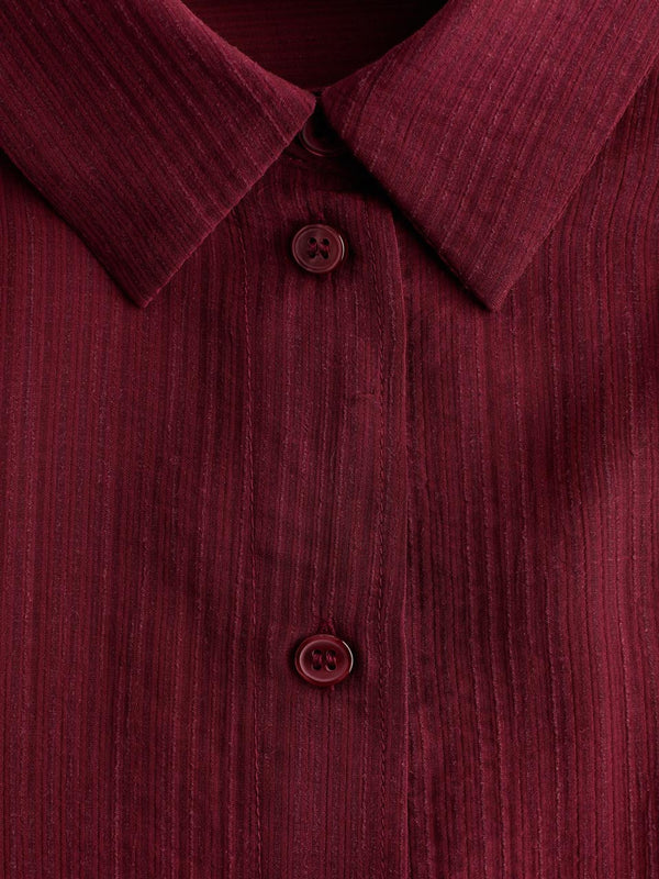 Women’s Maroon Relaxed-Fit Textured Shirt